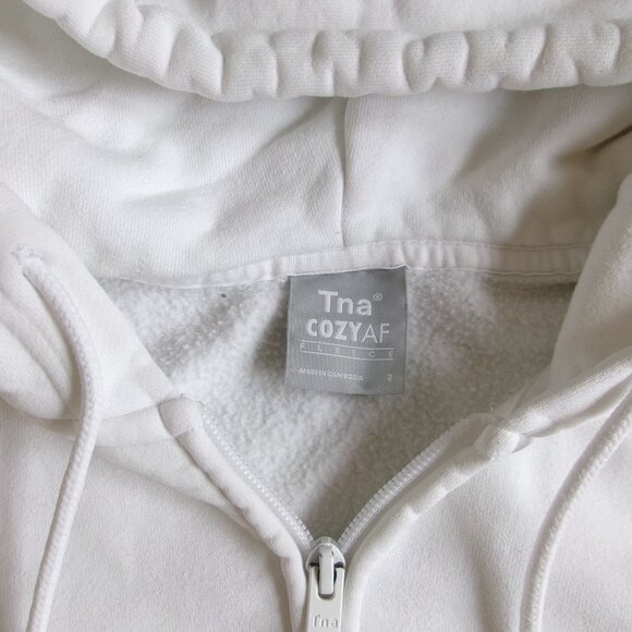 aritzia tna cozyaf fleece white boyfriend zip up hoodie - Picture 3 of 5
